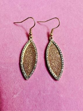 Gold Glitter Teardrop Dangle Earrings